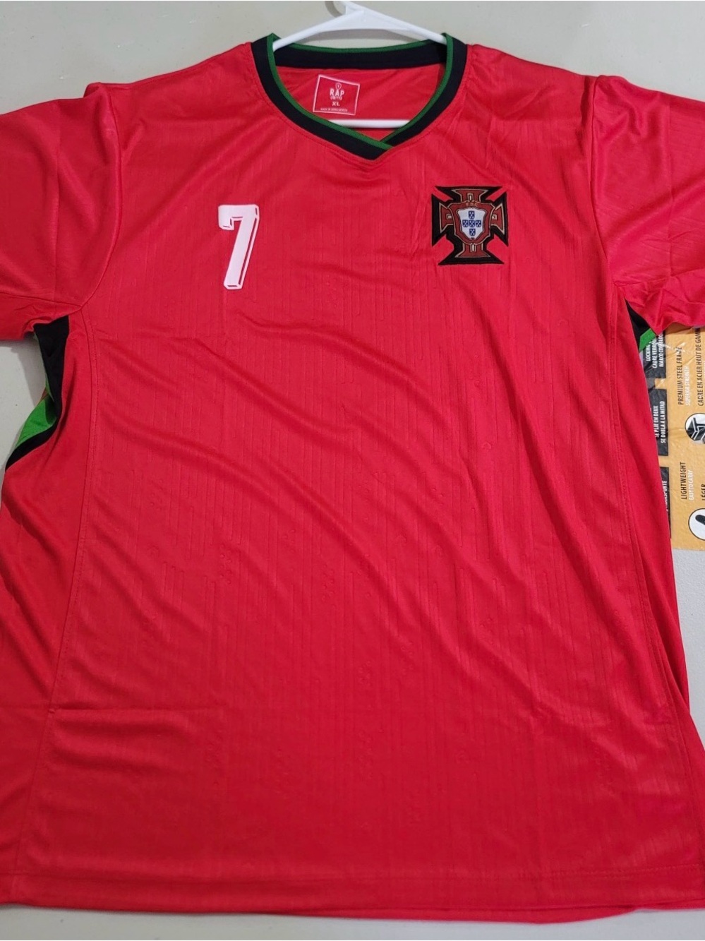 Portugal #7 Red Soccer Jersey with Crest